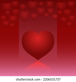 Many small red hearts floated above. The big red heart in the middle was in the light hole.