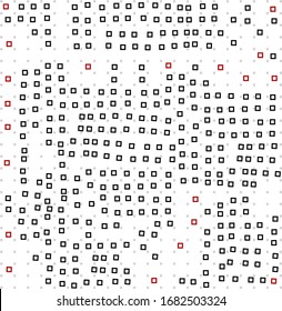 Many small squares are located on the plane. There are dots under them.
