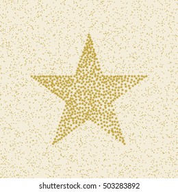 Many small stars make up a large star on stars background