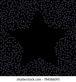 Many Small Violet Confetti in the Form of Triangles Making Big Black Star on Black Background