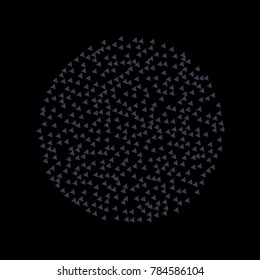 Many Small Violet Confetti in the Form of Triangles Making Big Circle on Black Background