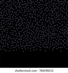 Many Small Violet Confetti in the Form of Triangles with Empty Space on the Bottom of the Image on Black Background