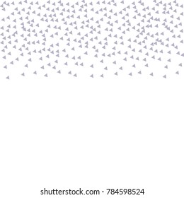 Many Small Violet Confetti in the Form of Triangles with Empty Space at the Bottom of the Image on White Background