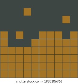 Many small yellow cubes laid out in a row