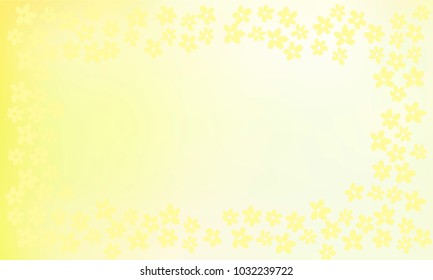 Many Small Yellow Flowers of Different Size on Light Yellow Gradient Background