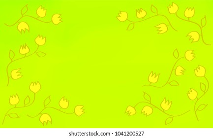 Many Small Yellow Flowers on Yellow and Green Gradient Background