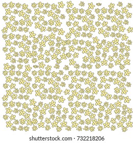 Many Small Yellow Flowers on White Background