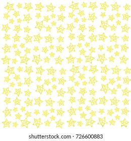 Many Small Yellow Stars with Bubbles Inside on White Background