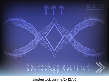 Many smooth white lines on a blue background