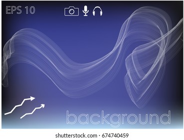 Many smooth white lines on a blue background