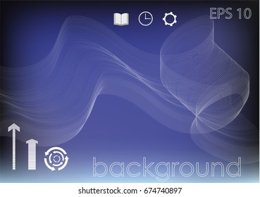 Many smooth white lines on a blue background