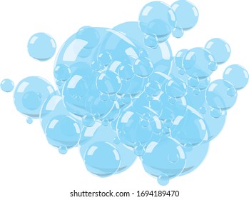 Muchas burbujas de jabón en azul. Fondo de globos de jabón. 