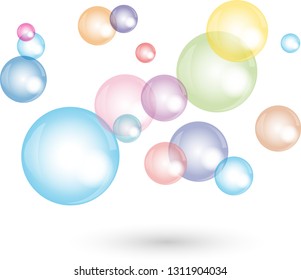 Many soap bubbles colored background