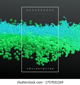 Many spheres of different sizes in empty space. Abstract background. 3d vector illustration. 