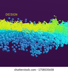 Many spheres of different sizes in empty space. Abstract background. 3d vector illustration. 