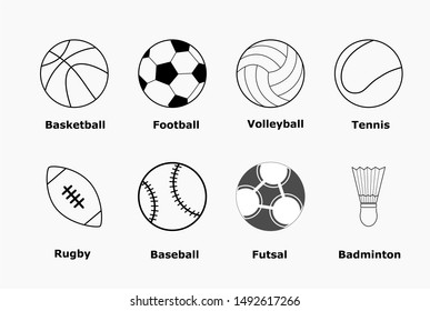 Many sports symbol icons suitable for web pages and designs.Vector isolate
