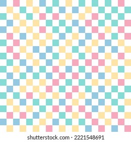 Many squares geometric asymmetrical seamless texture vector pattern. Repeat square tile design. Modern checkered ornament.  Textile checkerboard print. Decorative pattern in vintage style.