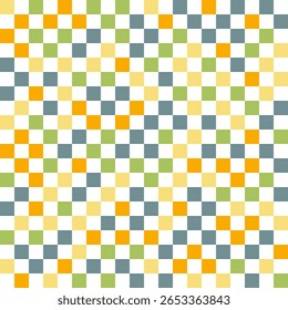 Many squares geometric asymmetrical seamless texture vector pattern. Squares grid tile design. Modern checkered wallpaper.  Fabric checkerboard print. Simple decorative pattern. 