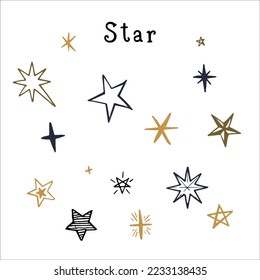 many star shapes set seamless pattern Gift Wrap background wallpaper retro old line art etching vector