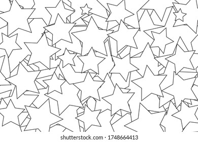 Many stars shape overlapping on white background.