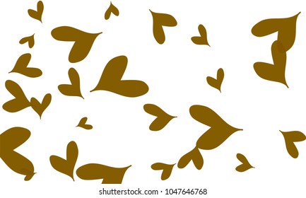 Many Stylish and Good Looking Green and Brown Hearts of Different Size on White Background