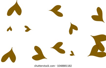 Many Stylish and Good Looking Green and Brown Hearts of Different Size on White Background