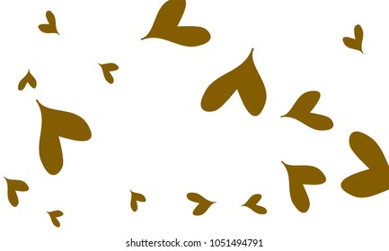 Many Stylish and Good Looking Green and Brown Hearts of Different Size on White Background