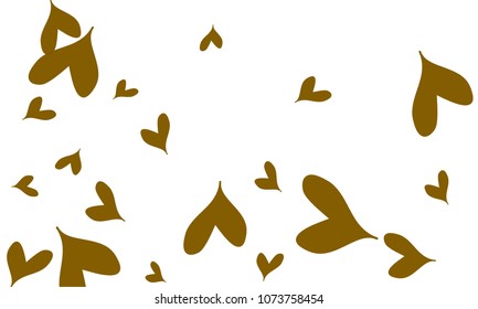 Many Stylish and Good Looking Green and Brown Hearts of Different Size on White Background