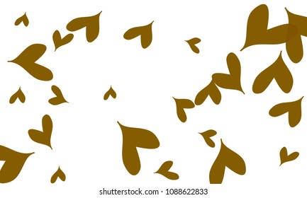 Many Stylish and Good Looking Green and Brown Hearts of Different Size on White Background