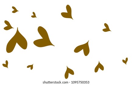 Many Stylish and Good Looking Green and Brown Hearts of Different Size on White Background