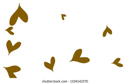 Many Stylish and Good Looking Green and Brown Hearts of Different Size on White Background
