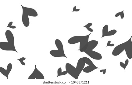 Many Stylish and Good Looking Grey Hearts of Different Size on White Background