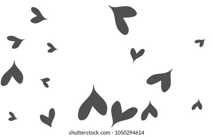 Many Stylish and Good Looking Grey Hearts of Different Size on White Background