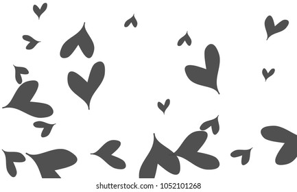 Many Stylish and Good Looking Grey Hearts of Different Size on White Background