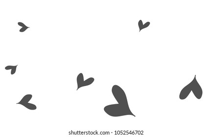 Many Stylish and Good Looking Grey Hearts of Different Size on White Background
