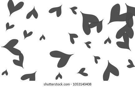 Many Stylish and Good Looking Grey Hearts of Different Size on White Background