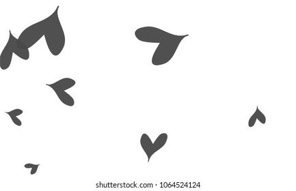 Many Stylish and Good Looking Grey Hearts of Different Size on White Background