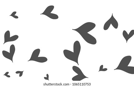 Many Stylish and Good Looking Grey Hearts of Different Size on White Background