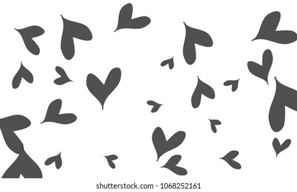 Many Stylish and Good Looking Grey Hearts of Different Size on White Background