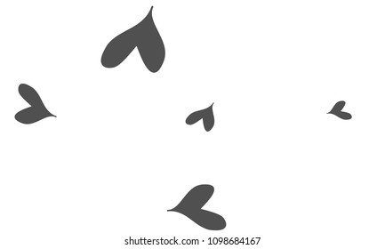 Many Stylish and Good Looking Grey Hearts of Different Size on White Background