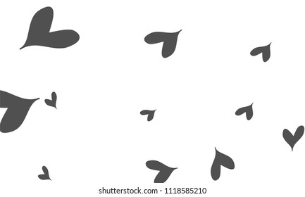 Many Stylish and Good Looking Grey Hearts of Different Size on White Background