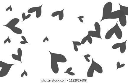 Many Stylish and Good Looking Grey Hearts of Different Size on White Background