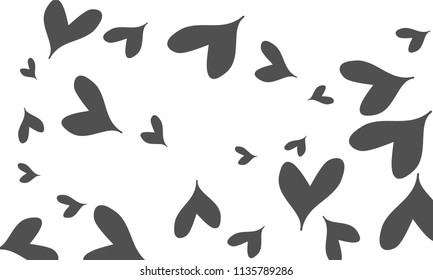 Many Stylish and Good Looking Grey Hearts of Different Size on White Background