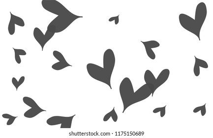 Many Stylish and Good Looking Grey Hearts of Different Size on White Background
