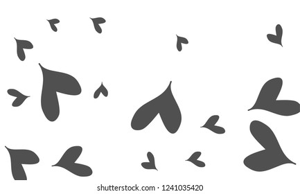 Many Stylish and Good Looking Grey Hearts of Different Size on White Background