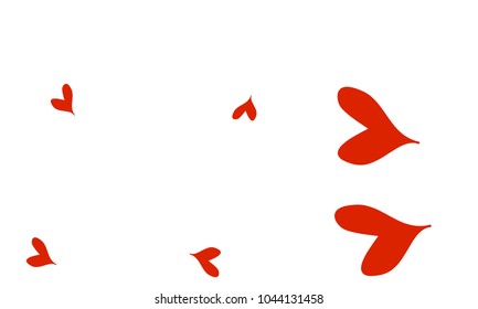 Many Stylish and Good Looking Red Hearts of Different Size on White Background