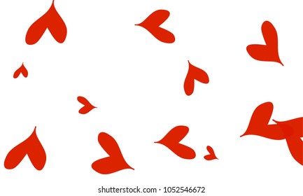 Many Stylish and Good Looking Red Hearts of Different Size on White Background
