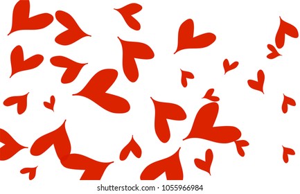 Many Stylish and Good Looking Red Hearts of Different Size on White Background