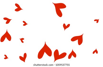 Many Stylish and Good Looking Red Hearts of Different Size on White Background