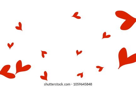 Many Stylish and Good Looking Red Hearts of Different Size on White Background